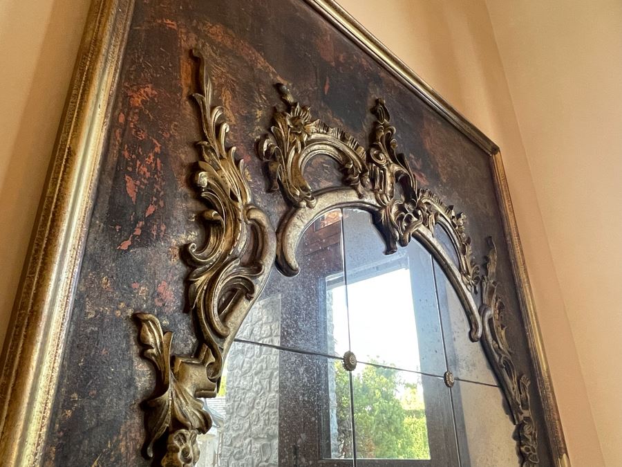 Large Exquisite Wooden Wall Mirror With Antiqued Glass 45'W X 70.5'H (1 Of 2) [Photo 9]