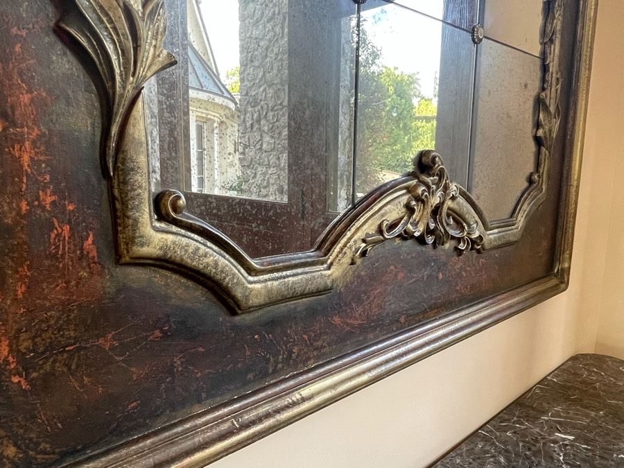Large Exquisite Wooden Wall Mirror With Antiqued Glass 45'W X 70.5'H (1 Of 2) [Photo 10]
