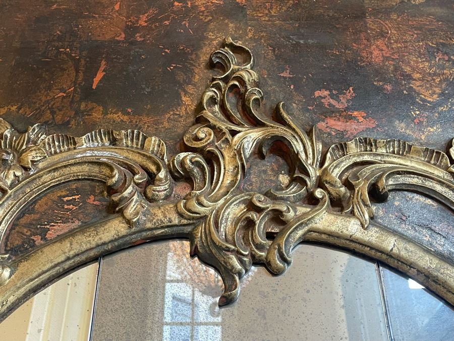 Large Exquisite Wooden Wall Mirror With Antiqued Glass 45'W X 70.5'H (1 Of 2) [Photo 8]
