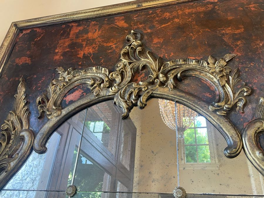 Large Exquisite Wooden Wall Mirror With Antiqued Glass 45'W X 70.5'H (2 Of 2) [Photo 8]