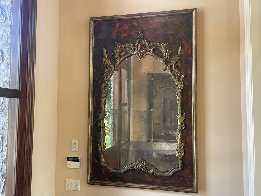 Large Exquisite Wooden Wall Mirror With Antiqued Glass 45'W X 70.5'H (2 Of 2) [Photo 5]