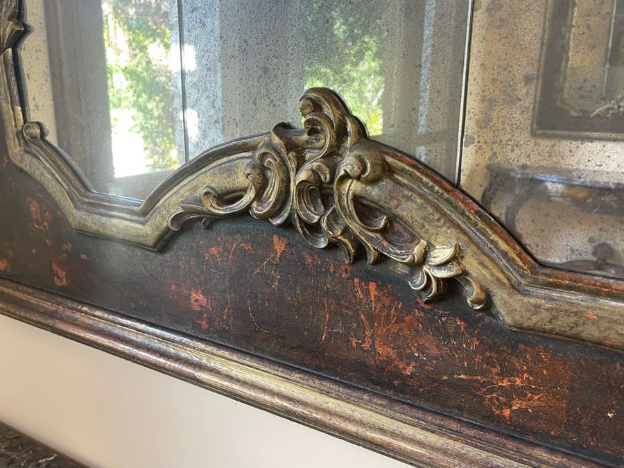 Large Exquisite Wooden Wall Mirror With Antiqued Glass 45'W X 70.5'H (2 Of 2) [Photo 10]