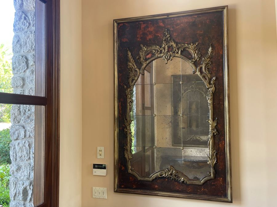 Large Exquisite Wooden Wall Mirror With Antiqued Glass 45'W X 70.5'H (2 Of 2) [Photo 6]