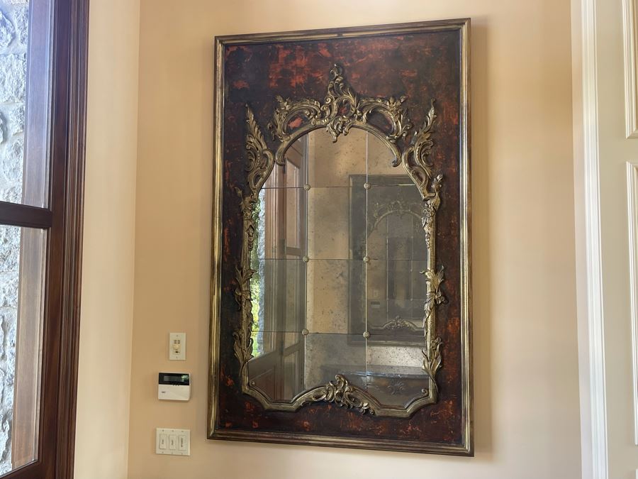 Large Exquisite Wooden Wall Mirror With Antiqued Glass 45'W X 70.5'H (2 Of 2) [Photo 4]