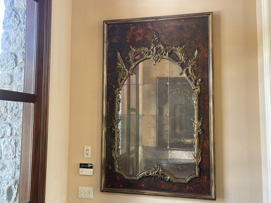 Large Exquisite Wooden Wall Mirror With Antiqued Glass 45'W X 70.5'H (2 Of 2) [Photo 3]