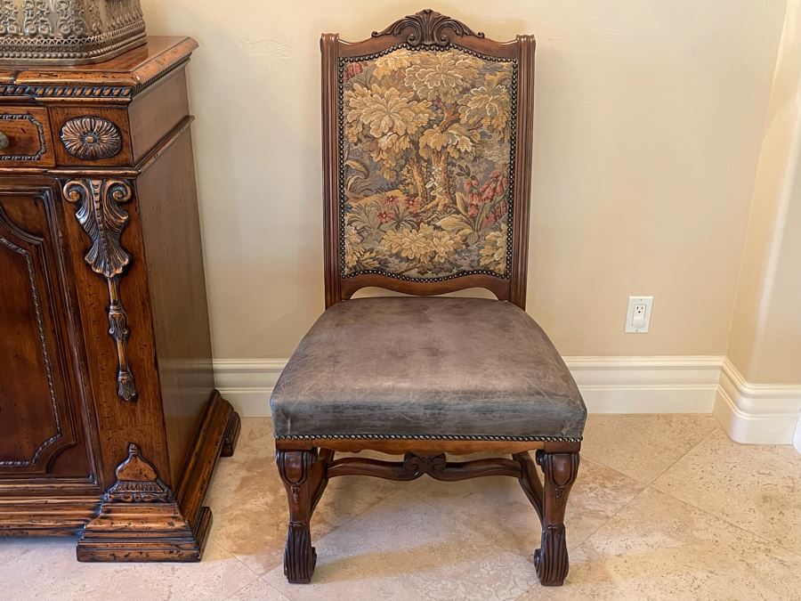 Stunning Henredon Furniture Formal Wooden Parquetry Dining Table With Ten Henredon Formal Dining Chairs 90'L (W/O Leaves) X 52'W - Comes With Two 22' Leaves - Total Length With Leaves 11' 2' [Photo 38]