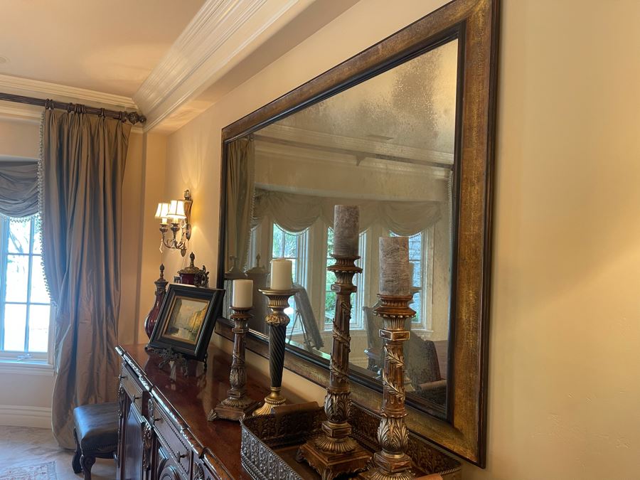 Very Large Wooden Antiqued Glass Wall Mirror (Measurements Will Be Posted Later) [Photo 12]