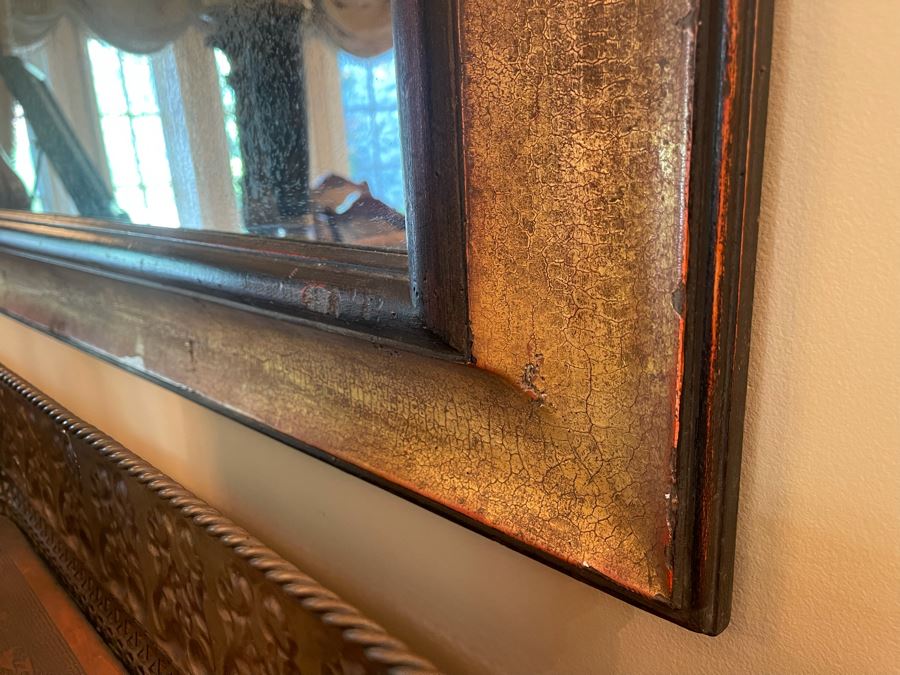 Very Large Wooden Antiqued Glass Wall Mirror (Measurements Will Be Posted Later) [Photo 8]