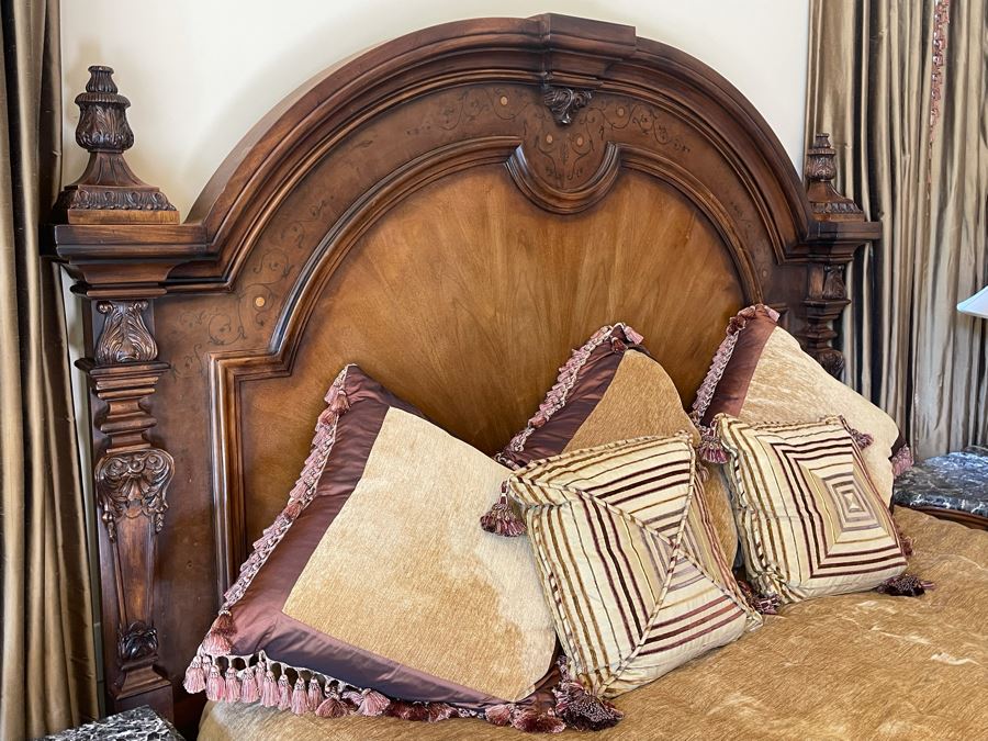 Stunning Henredon Cal King Wooden Bed With Sealy Posturepedic Valance Mattress, Boxspring And Bedding [Photo 13]