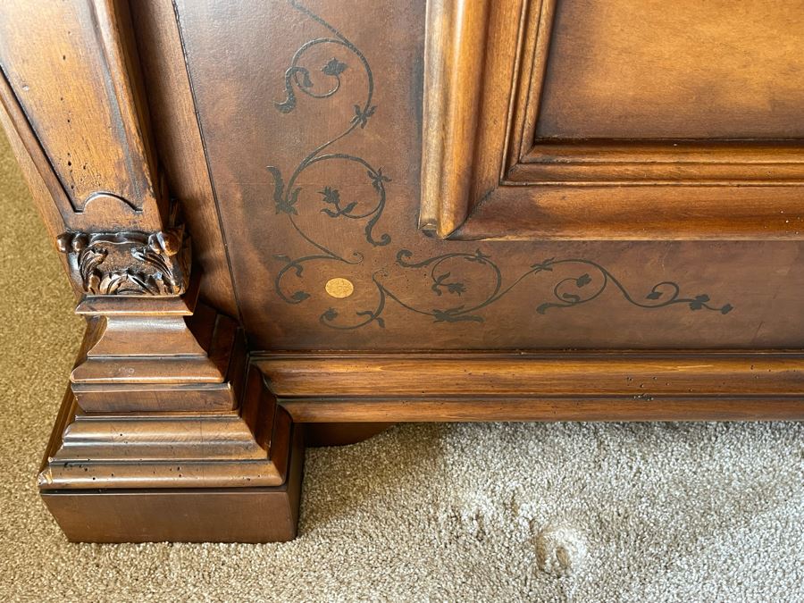 Stunning Henredon Cal King Wooden Bed With Sealy Posturepedic Valance Mattress, Boxspring And Bedding [Photo 10]