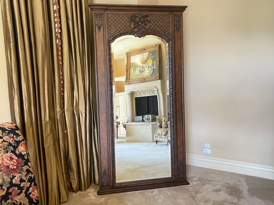 Full Length Wooden Beveled Glass Wall Mirror 4'W X 7'6'H