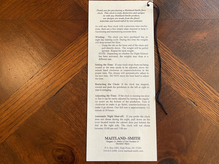 Maitland-Smith Grandfather Clock Working 18'W X 11'D X 8'3'H [Photo 19]