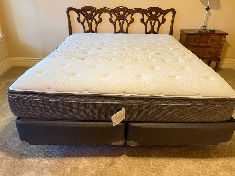 Wooden Headboard With Cal King Mattress And Boxspring [Photo 6]