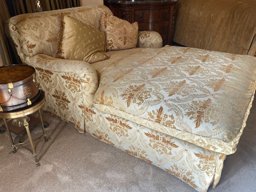 Henredon Upholstery Collection Gold Oversized Chaise Lounge Chair 4'5'W X 6'5'L X 2'10'H [Photo 6]