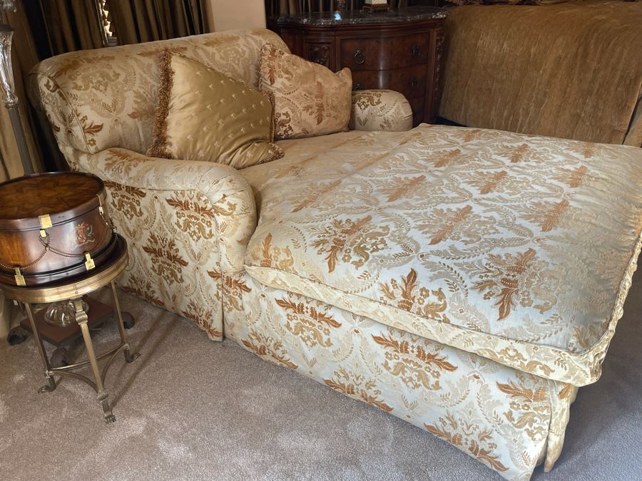 Henredon Upholstery Collection Gold Oversized Chaise Lounge Chair 4'5'W X 6'5'L X 2'10'H [Photo 5]