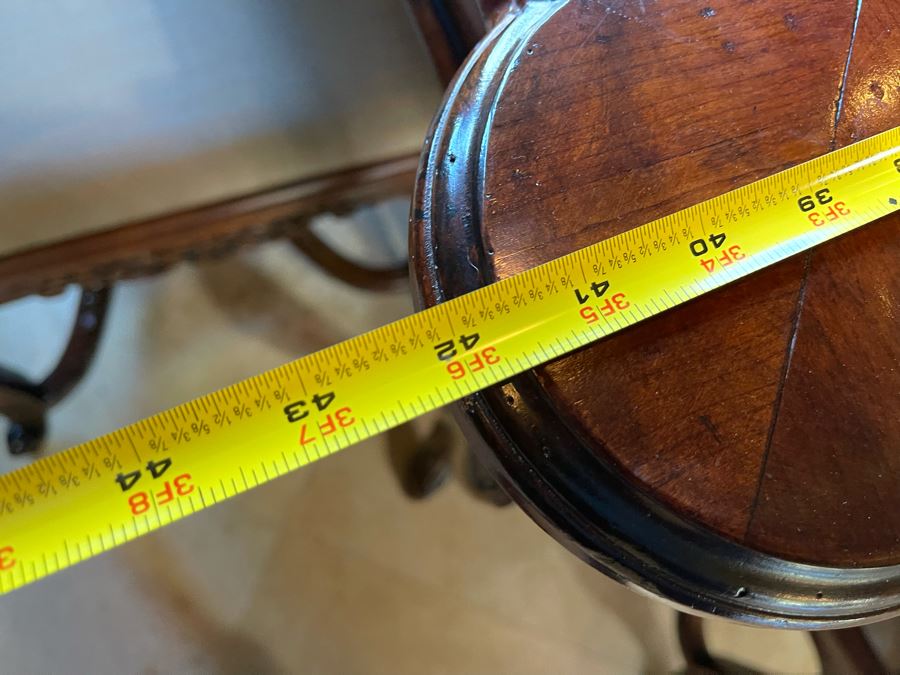 Stunning Henredon Furniture Wooden Parquetry Gaming Table 3'6'W With Four Henredon Wooden Cane Back Chairs [Photo 28]