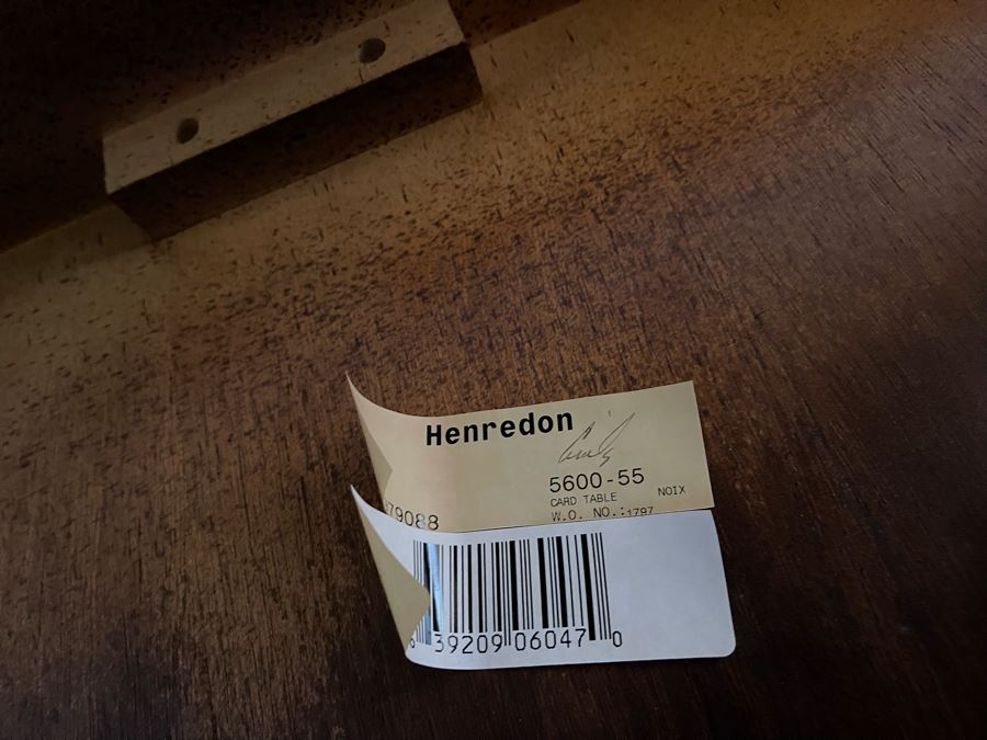 Stunning Henredon Furniture Wooden Parquetry Gaming Table 3'6'W With Four Henredon Wooden Cane Back Chairs [Photo 26]