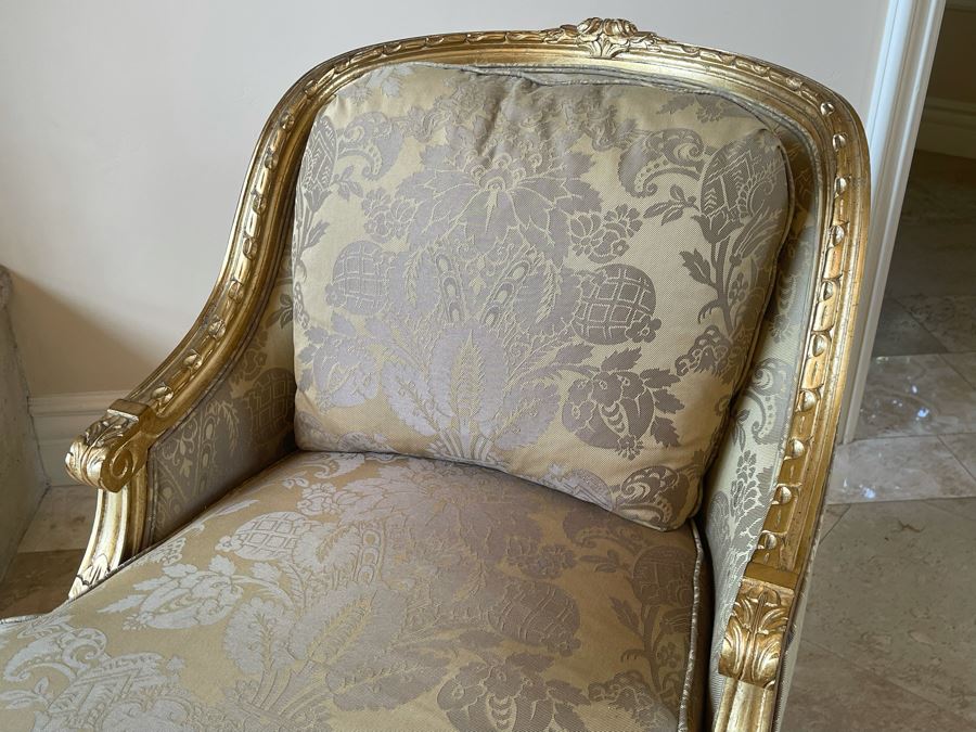 Henredon Gilt Wood Upholsterd Chaise Sofa 67L X 26D X 35H [Photo 6]