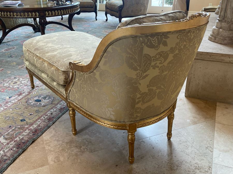 Henredon Gilt Wood Upholsterd Chaise Sofa 67L X 26D X 35H [Photo 8]