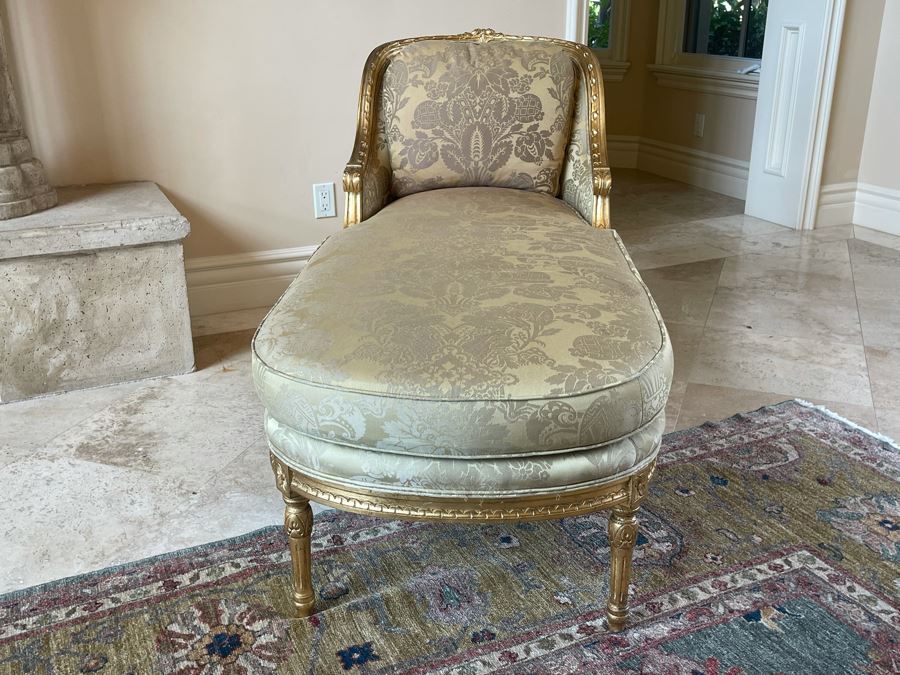 Henredon Gilt Wood Upholsterd Chaise Sofa 67L X 26D X 35H [Photo 4]