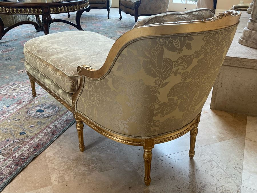 Henredon Gilt Wood Upholsterd Chaise Sofa 67L X 26D X 35H [Photo 9]