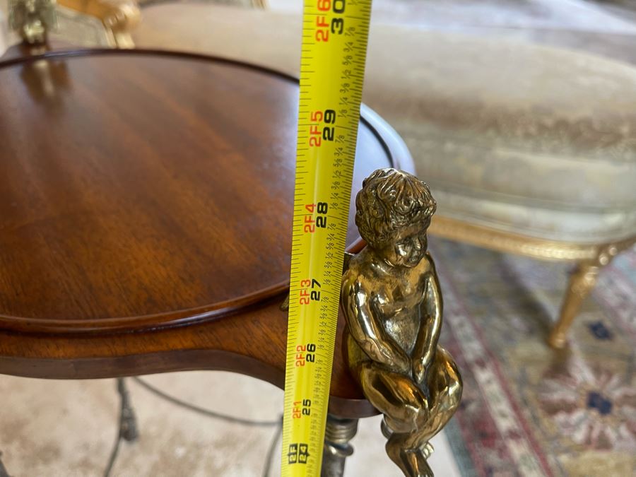 La Barge Side Table With Pair Of Brass Cherubs 22W X 16D X 28H [Photo 15]