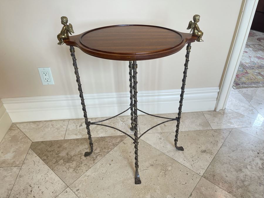 La Barge Side Table With Pair Of Brass Cherubs 22W X 16D X 28H [Photo 7]