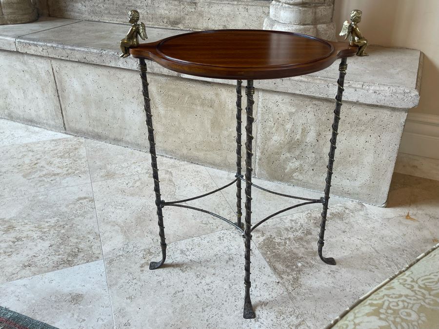 La Barge Side Table With Pair Of Brass Cherubs 22W X 16D X 28H [Photo 10]