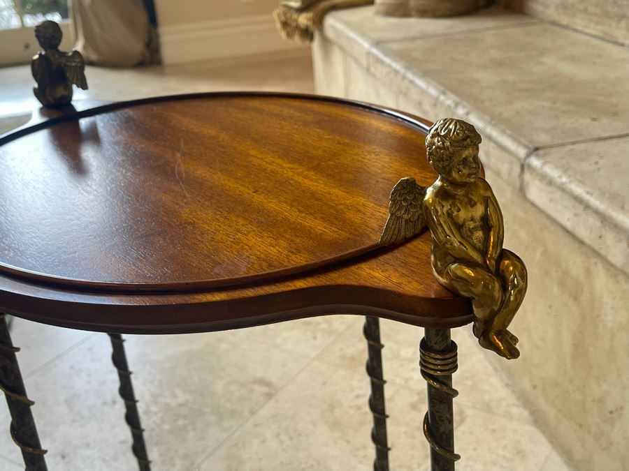 La Barge Side Table With Pair Of Brass Cherubs 22W X 16D X 28H [Photo 12]