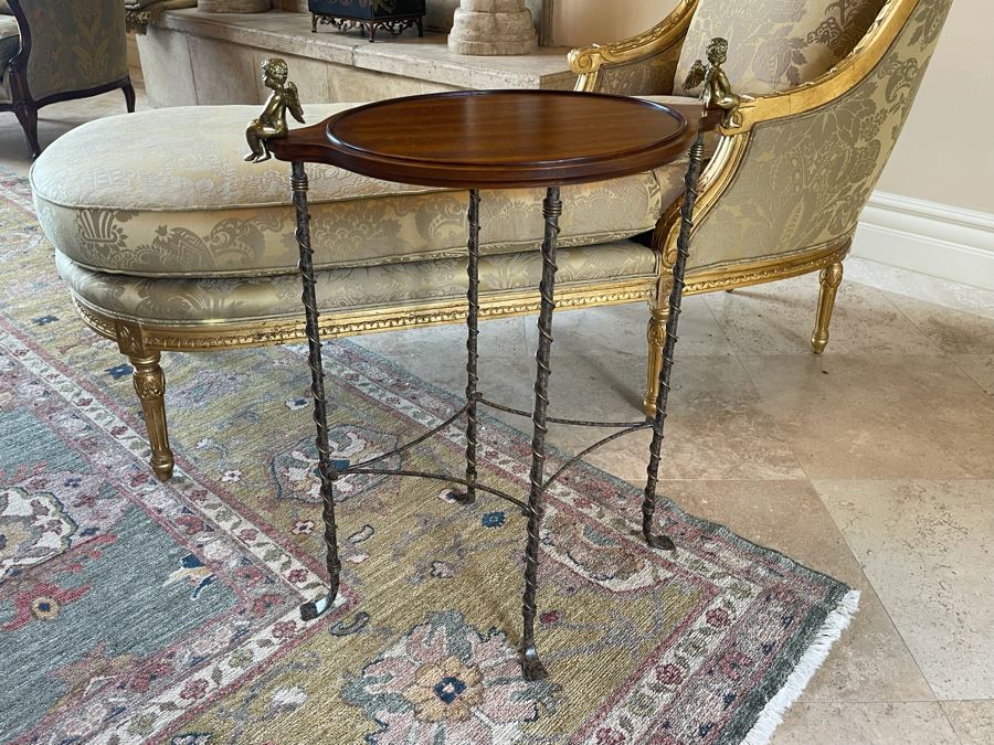 La Barge Side Table With Pair Of Brass Cherubs 22W X 16D X 28H