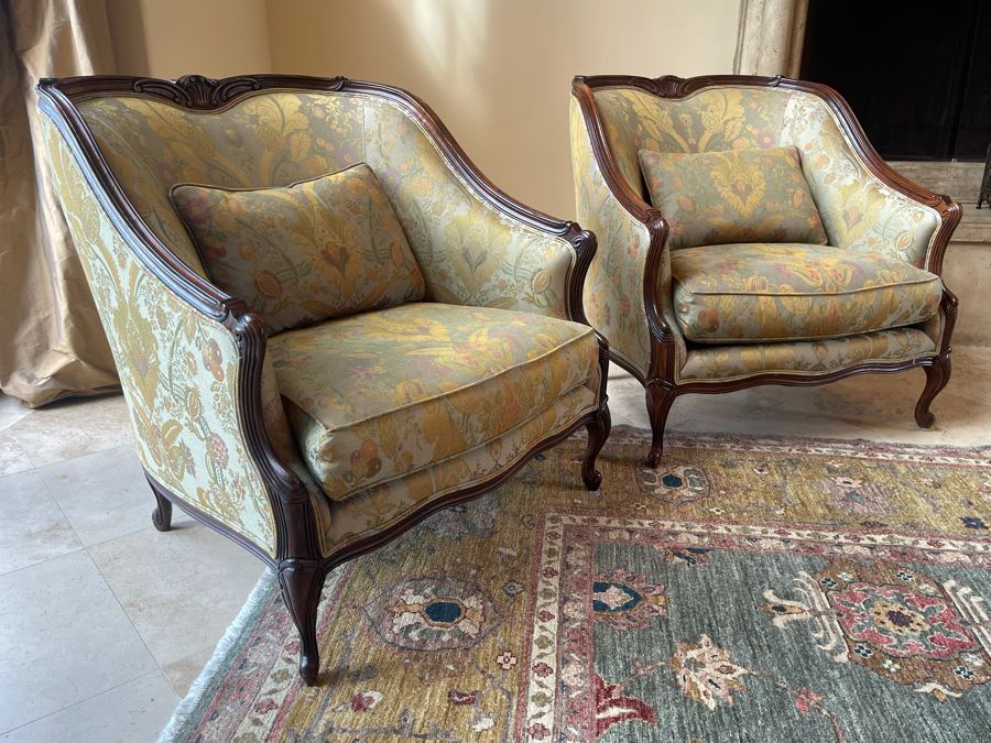 Pair Of Henredon Upholstered Armchairs 35W X 35D X 36H
