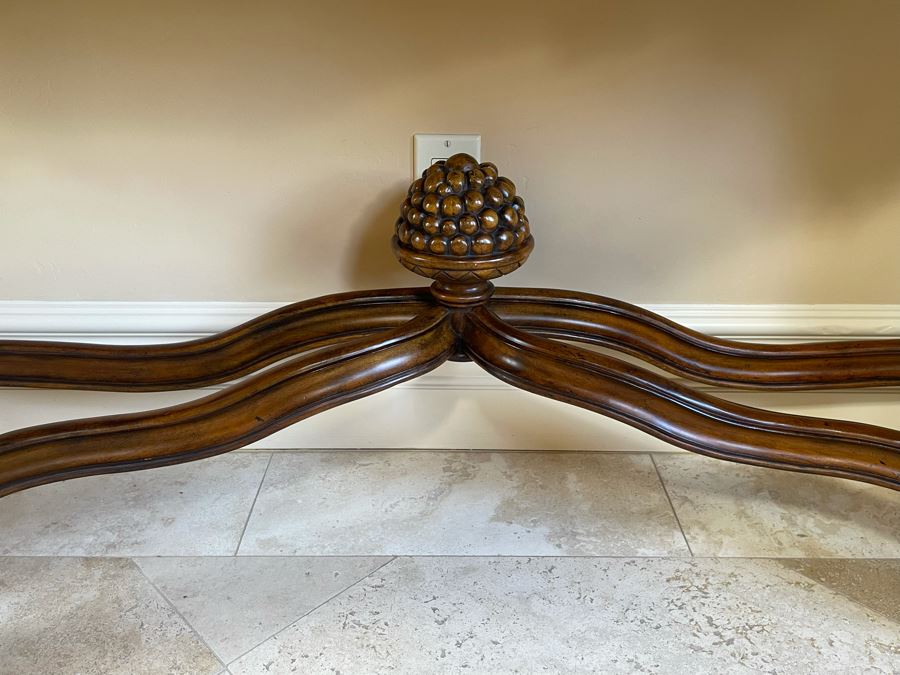 Wooden Entry Console Table With Faux Marble Top 68W X 21D X 34H [Photo 5]