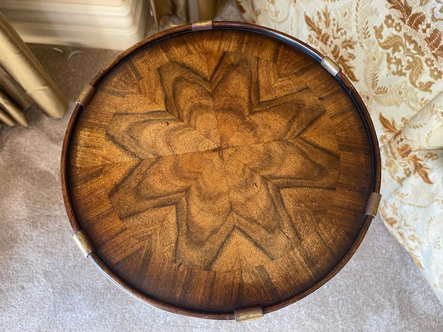 Althorp Mahogany And Brass Mounted Drum Shaped Box With Hand Painted Spencer Family Crest 12.75W X 12.75D X 25.5H [Photo 8]