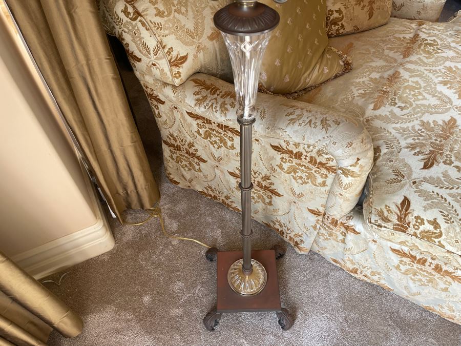 Contemporary Metal Floor Lamp With Victorian Style Lampshade 5'7'H [Photo 11]