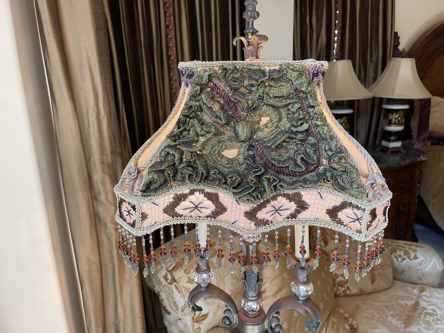 Contemporary Metal Floor Lamp With Victorian Style Lampshade 5'7'H [Photo 4]