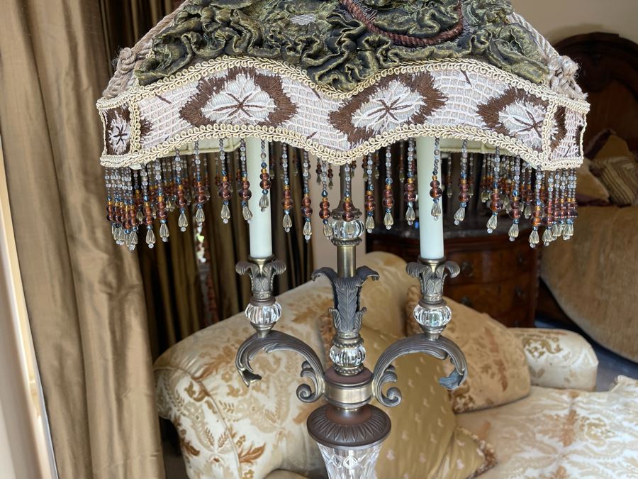 Contemporary Metal Floor Lamp With Victorian Style Lampshade 5'7'H [Photo 10]