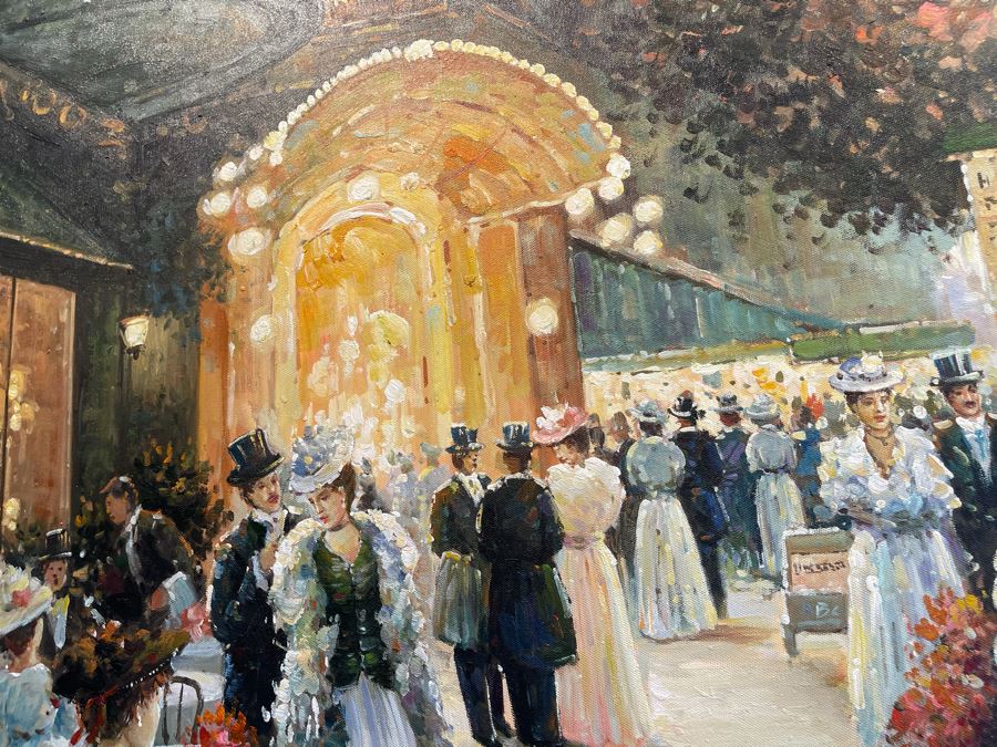 Beautifully Framed Large Paris Street Scene Canvas Artwork Frame Measures 5'2'W X 4'2'H [Photo 10]