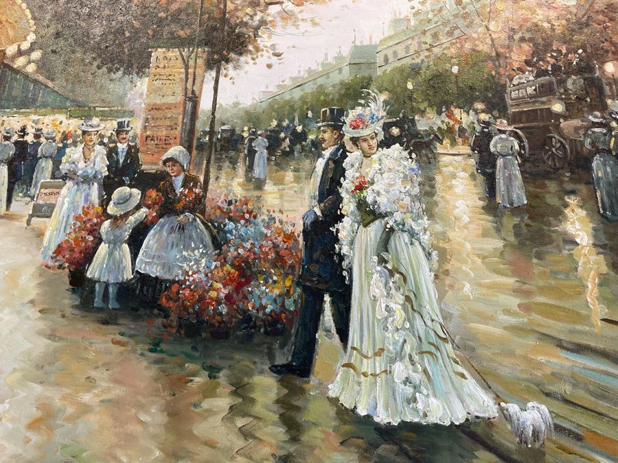 Beautifully Framed Large Paris Street Scene Canvas Artwork Frame Measures 5'2'W X 4'2'H [Photo 8]