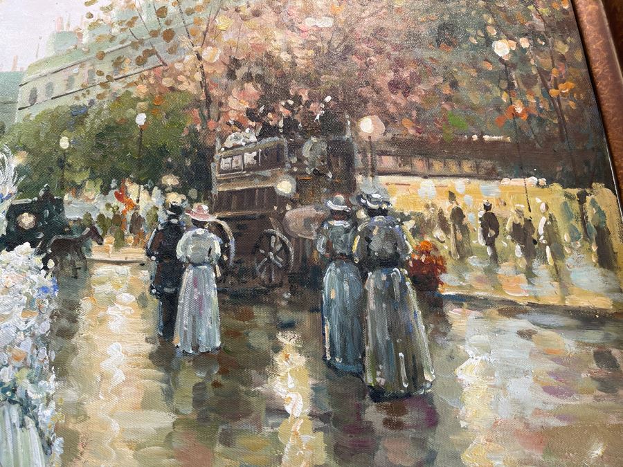 Beautifully Framed Large Paris Street Scene Canvas Artwork Frame Measures 5'2'W X 4'2'H [Photo 9]