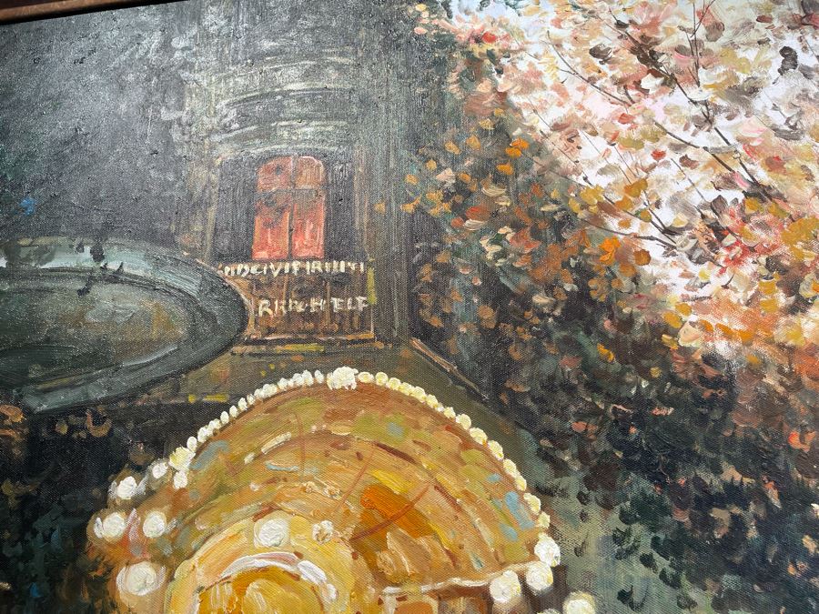 Beautifully Framed Large Paris Street Scene Canvas Artwork Frame Measures 5'2'W X 4'2'H [Photo 11]