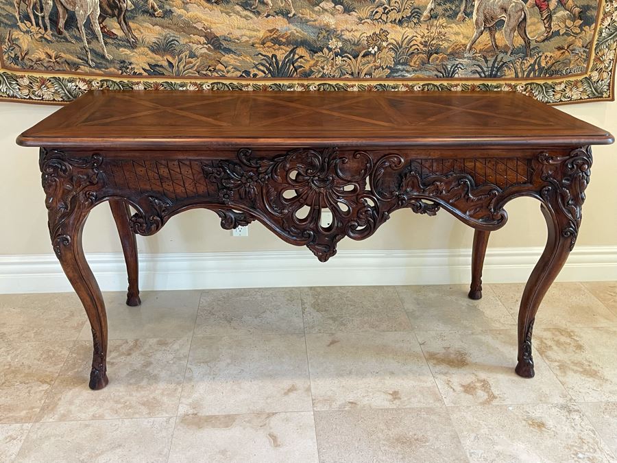 Stunning Henredon Furniture Wooden Parquetry Top Table 5'9'W X 30D X 37H [Photo 2]