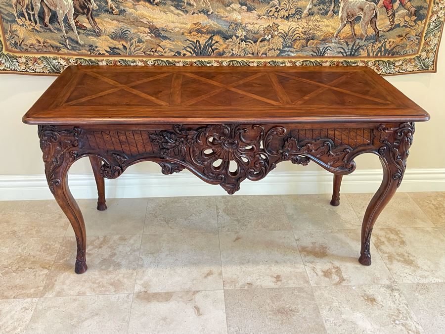 Stunning Henredon Furniture Wooden Parquetry Top Table 5'9'W X 30D X 37H [Photo 5]