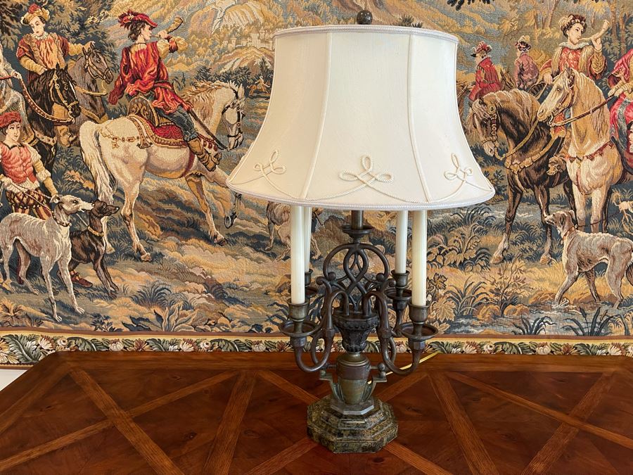 Maitland-Smith Metal Table Lamp With Marble Base 34H [Photo 2]