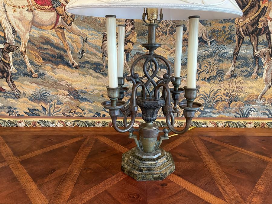 Maitland-Smith Metal Table Lamp With Marble Base 34H [Photo 3]