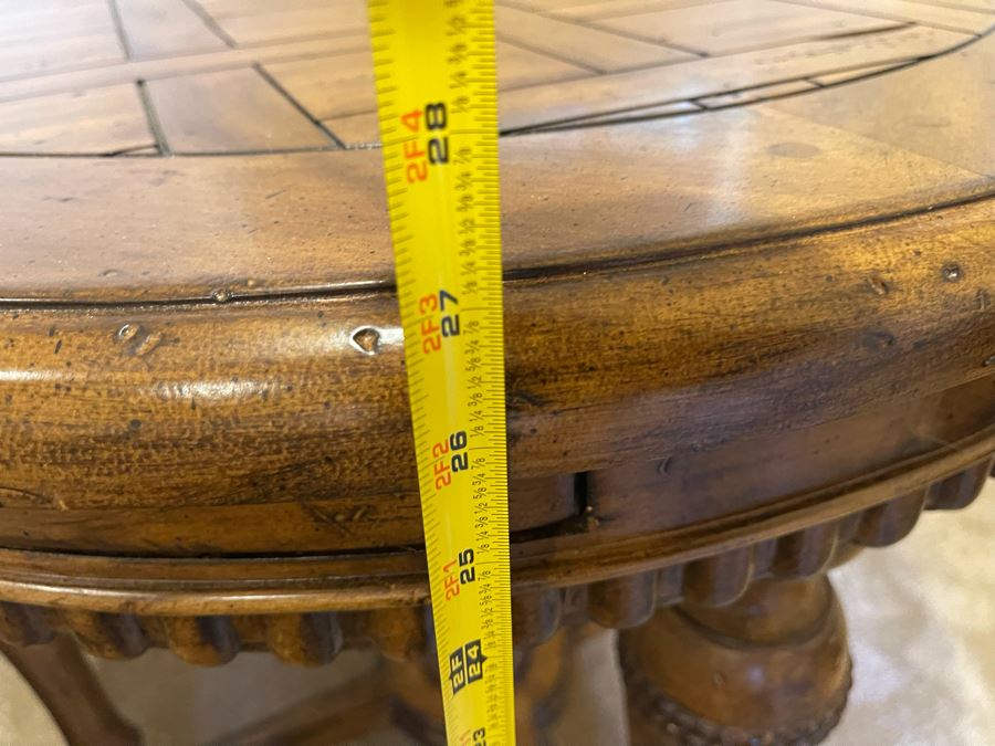 Round Wooden Side Table With Pair Of Pull Out Leaves 30W X 27H [Photo 9]