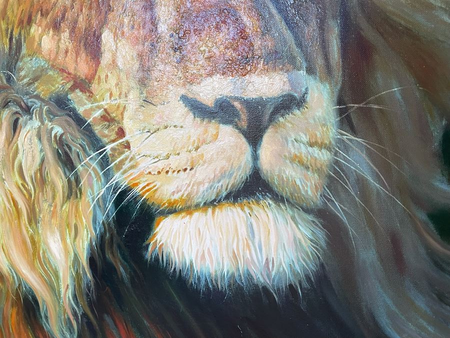 Framed Canvas Lion Print Frame Measures 51.5 X 51.5 [Photo 7]