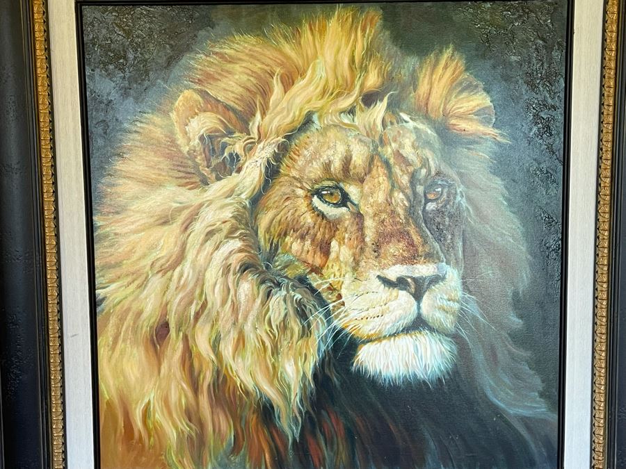 Framed Canvas Lion Print Frame Measures 51.5 X 51.5 [Photo 4]