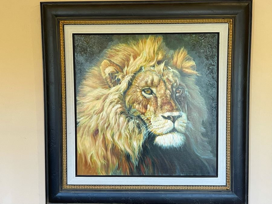 Framed Canvas Lion Print Frame Measures 51.5 X 51.5 [Photo 2]