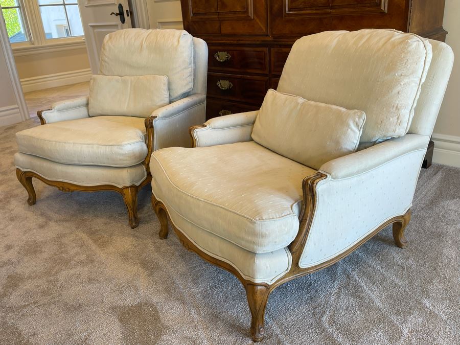Pair Of Baker Furniture Upholstered Armchairs (Some Staining) [Photo 6]