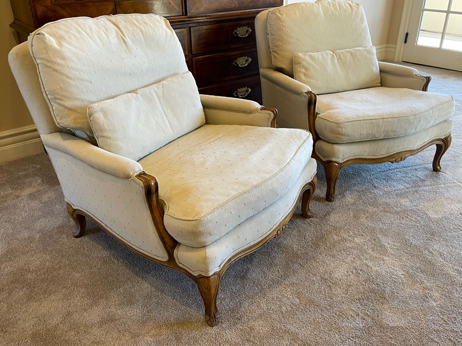 Pair Of Baker Furniture Upholstered Armchairs (Some Staining) [Photo 8]